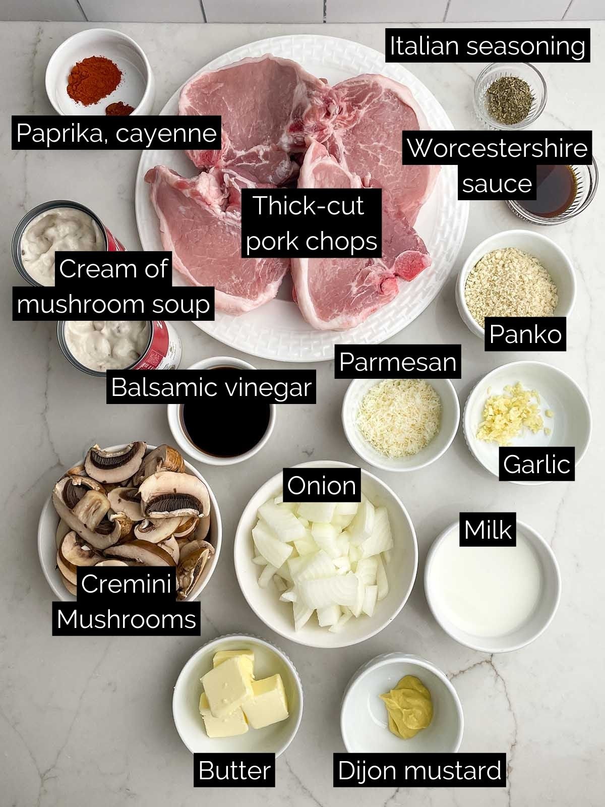 baked pork chops with cream of mushroom soup recipe ingredients.