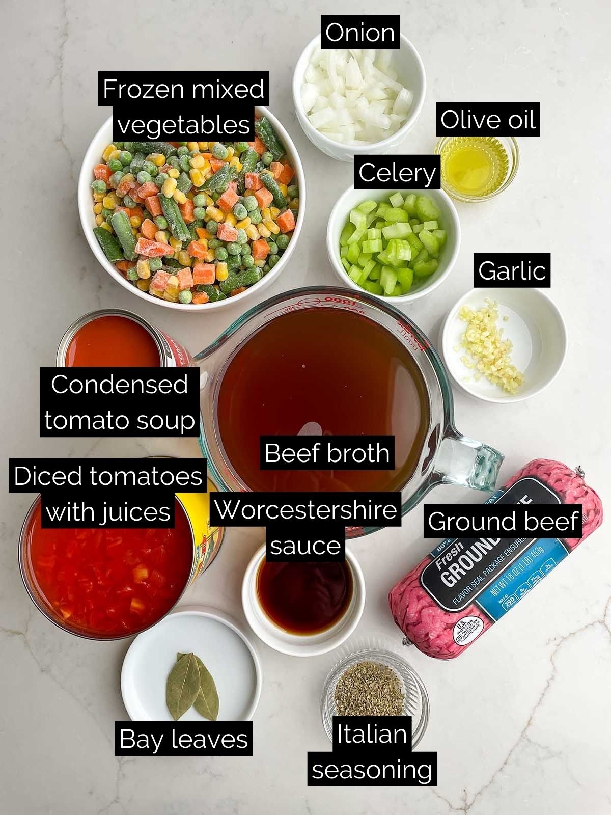 ground beef vegetable soup ingredients. 