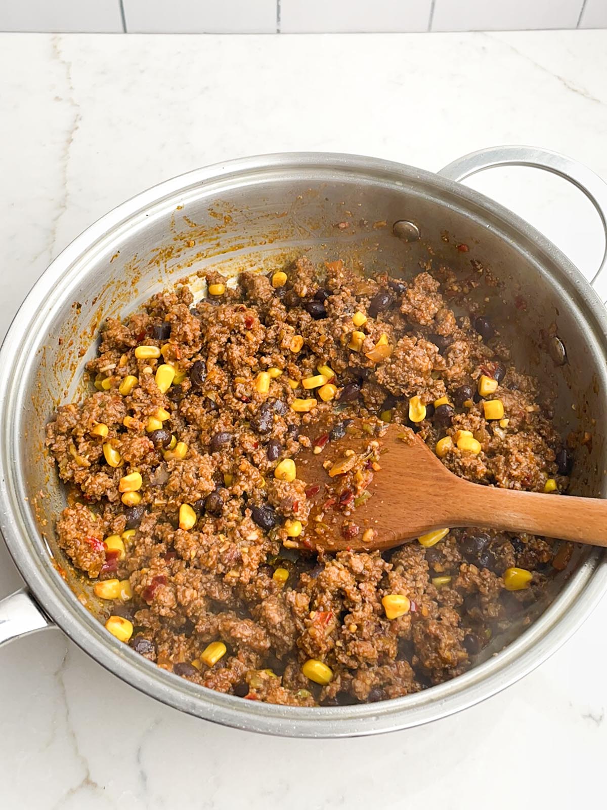 taco meat in a skillet