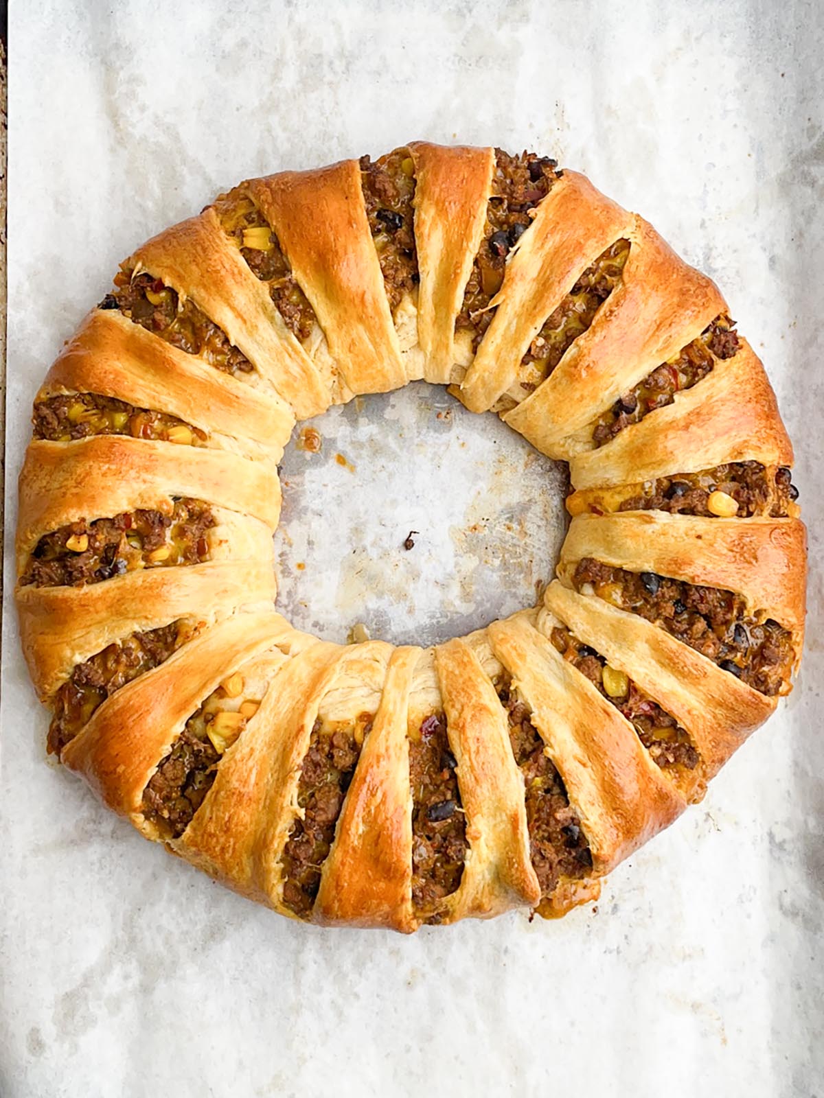 baked assembled taco ring