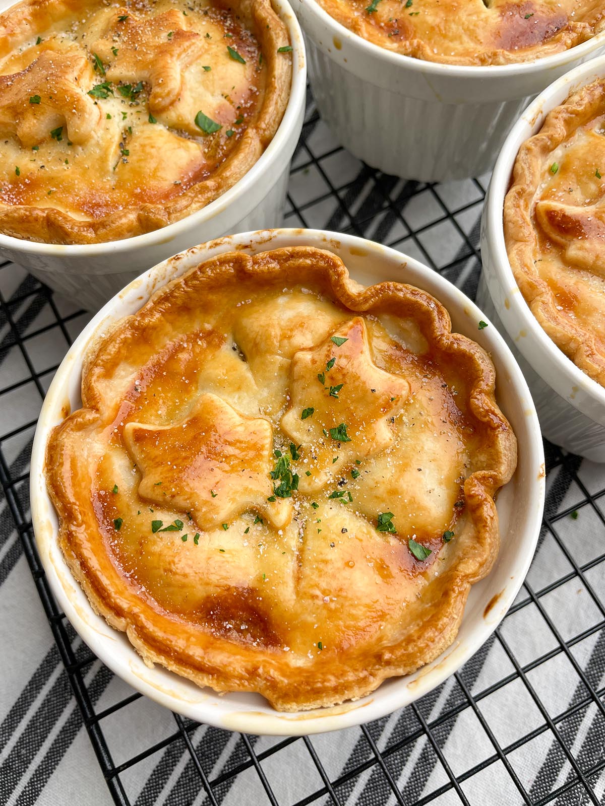 baked vegetarian pot pie on a cooling rack