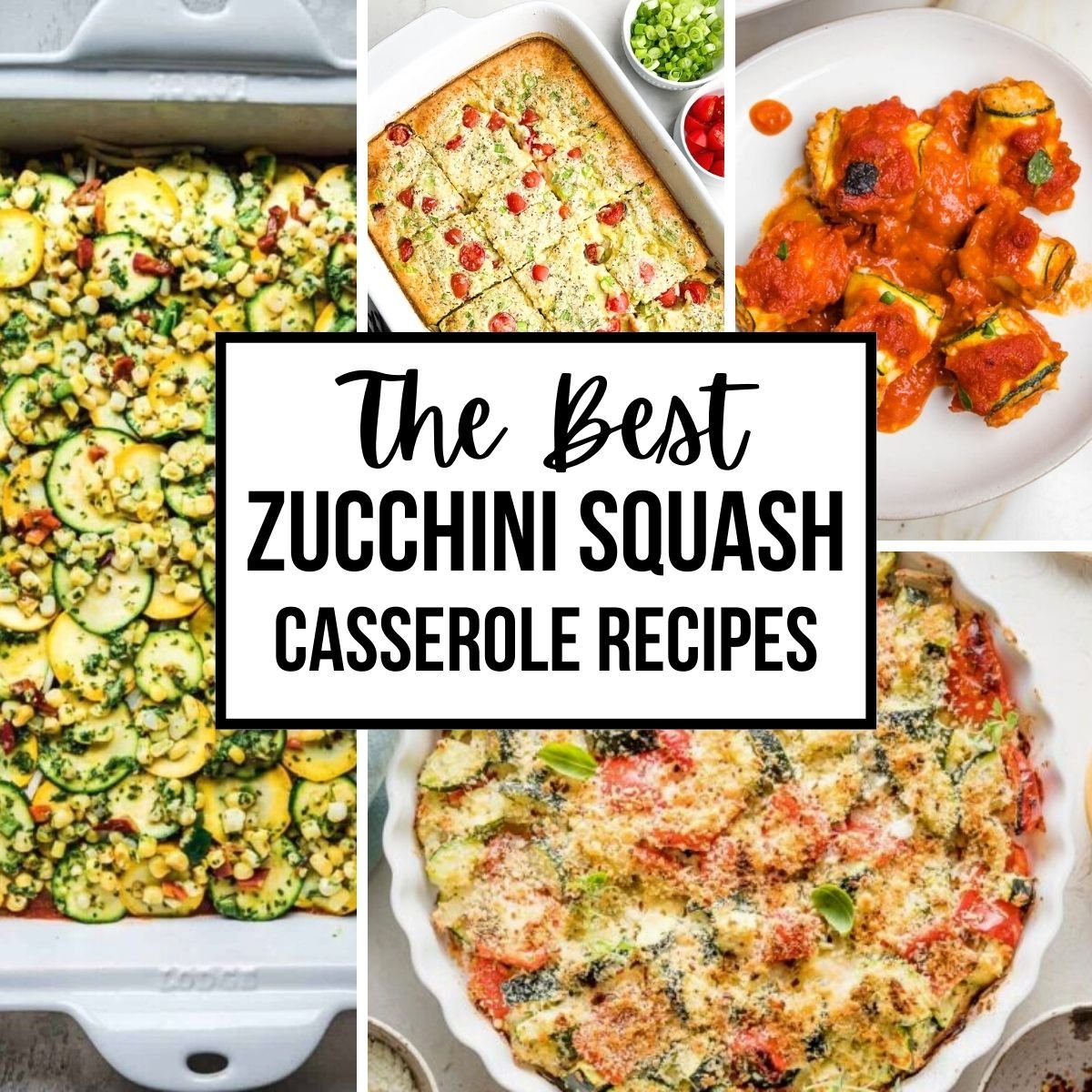 collage of zucchini casseroles